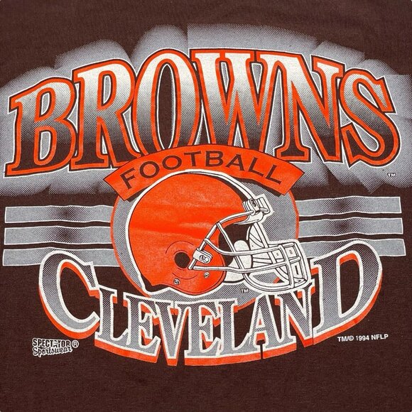 Vintage 1994 Cleveland Browns Single Stitch Tee Shirt NFL Trench Tag- Size XL - Picture 2 of 10